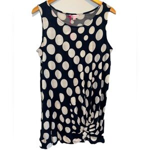 Marisota Navy and White Polka Dot Sleeveless Viscose Top Size 12